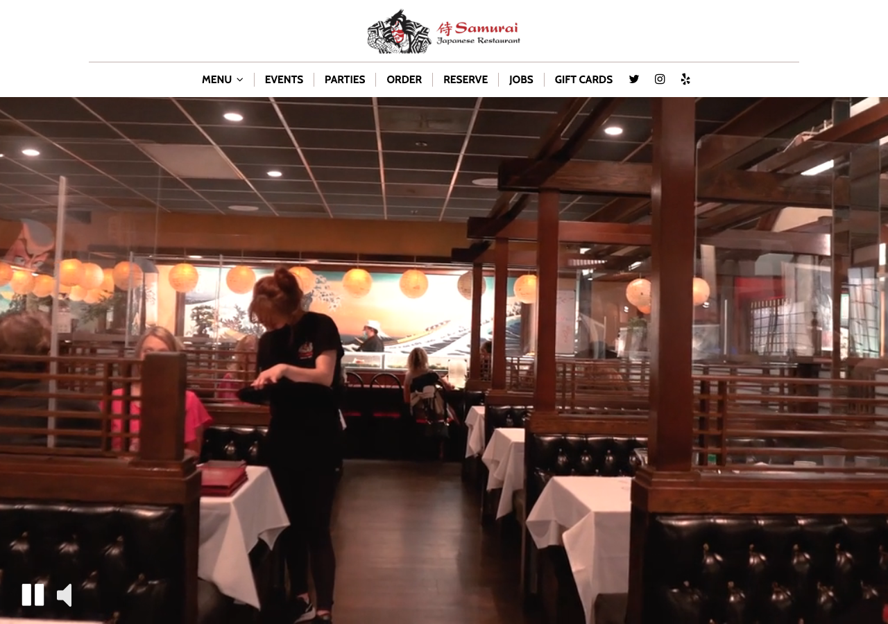 Samurai Japanese Restaurant website homepage